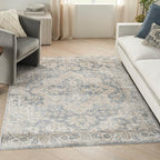 Nourison Home Astra Machine Washable Traditional Grey/Blue 6'7" x 9' Area Rug by NourisonHome