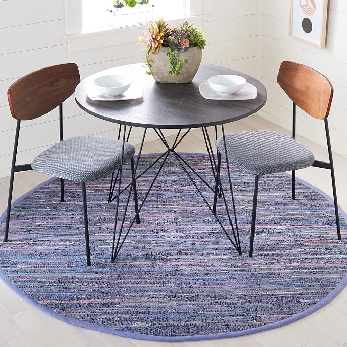 SAFAVIEH Rag Rug Collection 4' Round Purple / Multi RAR121D Handmade Boho by SAFAVIEH