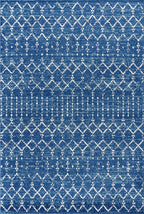 JONATHAN Y Boho Vintage Diamond Blue/White Indoor Area Rug 8X10 ft, Moroccan - Image 2