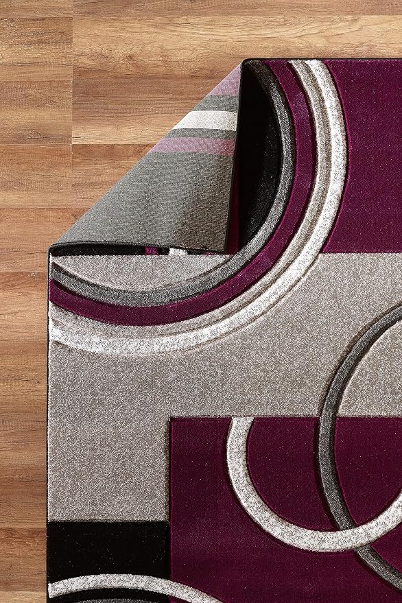 GLORY RUGS Area Rug Modern 2x7 Purple Soft Hand Carved Contemporary Floor Carpet - Image 5