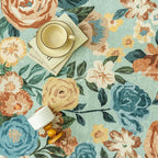 Washable Floral Area Rug 3x5 Green Office Carpet Scalloped Flower Non Slip Soft - Image 7