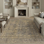 6x9 Brown Black Area Rug for Living Room Washable Vintage Distressed Carpet by PureCozy