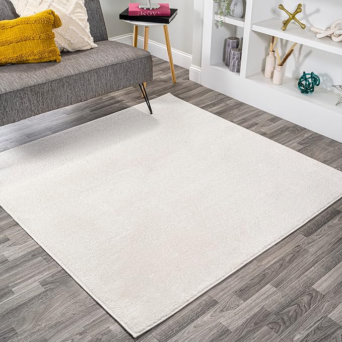 JONATHAN Y Haze Solid Low-Pile Cream 7x7 Square Indoor Area Rug, Minimalist by JONATHANY