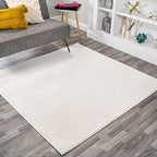 JONATHAN Y Haze Solid Low-Pile Cream 7x7 Square Indoor Area Rug, Minimalist by JONATHANY