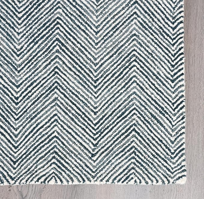 Modern Herringbone Chevron Collection Handcrafted Wool Area Rug - Image 4
