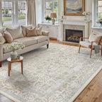 Taupe Area Rug 8x10 Machine Washable Large Vintage Living Room Distressed Non - Image 5