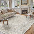 Taupe Area Rug 6x9 Machine Washable Vintage Living Room Distressed Non Slip by PureCozy