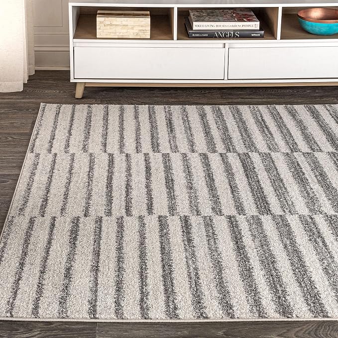 JONATHAN Y Lyla Offset Stripe Gray/Cream Indoor Area Rug, Contemporary - Image 3