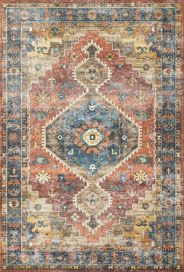Loloi Skye Collection SKY-11 Rust/Blue 8'-0" x 8'-0" Round Area Rug - Image 2