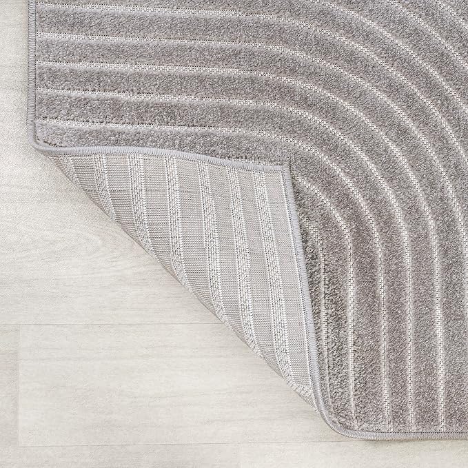 JONATHAN Y Hallie High-Low Curve Gray/Ivory 5' Round Indoor/Outdoor Area Rug - Image 5
