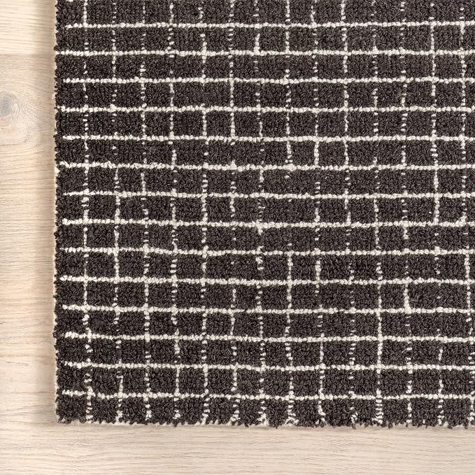 Rugs USA 5x8 Melrose Checked Wool Indoor Area Rug, Contemporary Farmhouse - Image 4
