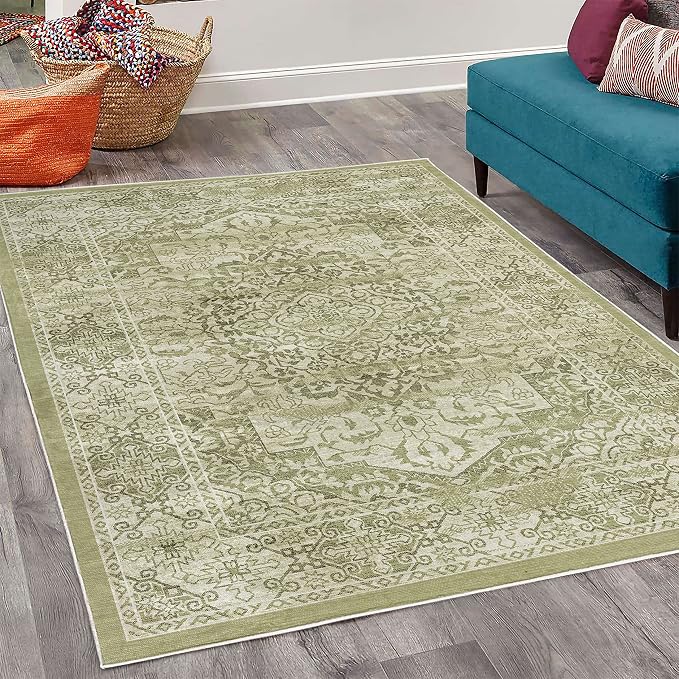 Ambesonne Victorian Decorative Rug, Floral Swirls Weathered Look Blooming - Image 2