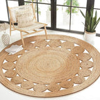Savi Home Jute Area Rug Handwoven- 4 feet Round- Natural Beige - Image 5