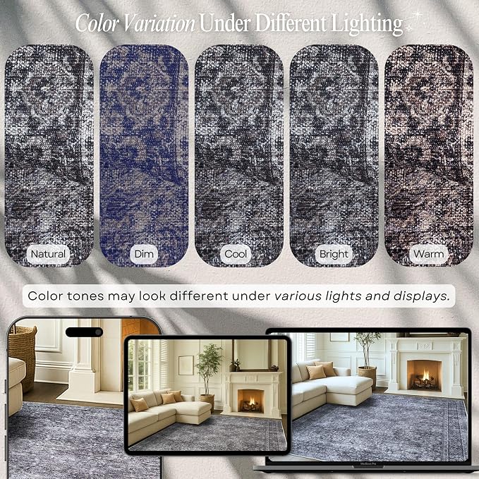Fame Rugs Turkish Rug. Washable Vintage Oriental Antique Inspired Traditional - Image 4