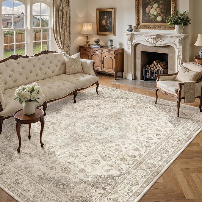 HUGEAR Area Rug 6x9 Vintage Brown Machine Washable Living Room Rugs Thin - Image 3
