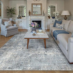 Machine Washable Area Rug 6x9 Grey Large Living Room Indoor Accent Rug Neutral - Image 6