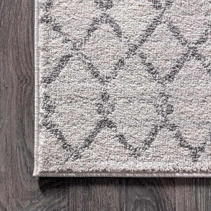 JONATHAN Y Boho Vintage Diamond Cream/Gray Square Area Rug 5X5 ft, Moroccan Hype - Image 5
