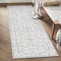 Grey 2x5 Runner Rug Vintage Area Carpet Hallway Indoor Kitchen Washable Low by PureCozy
