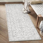 Grey 2x5 Runner Rug Vintage Area Carpet Hallway Indoor Kitchen Washable Low by PureCozy