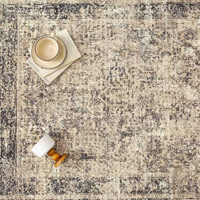 5x7 Area Rug Washable Vintage Neutral Living Room Carpet Large Indoor Non Slip - Image 7