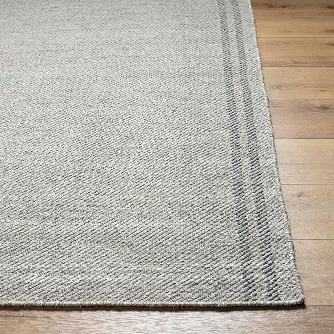Mark&Day Wool Rugs, 2x3 Janmichael Solid and Border Gray/Black Area Rug - Image 6