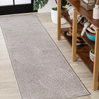 JONATHAN Y Hallie High-Low Curve Gray/Ivory Indoor/Outdoor Runner Rug, by JONATHANY