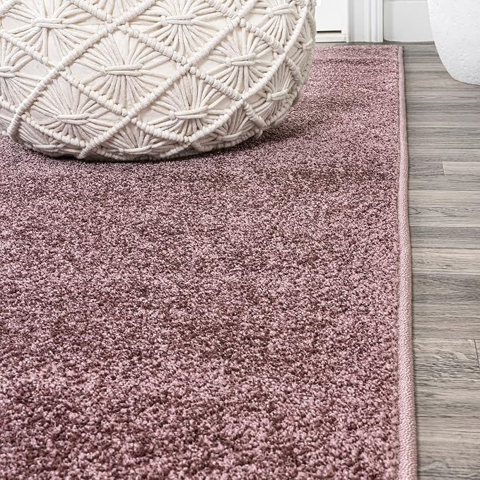 JONATHAN Y Haze Solid Low-Pile Light Purple 8' Round Indoor Area Rug, Minimalist - Image 4
