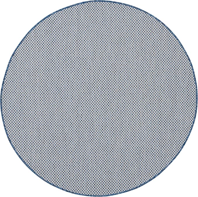 Nourison Home Courtyard Ivory Blue 5' x Round Area Rug - Image 5