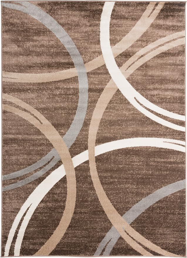 Rugshop Modern Wavy Circles Design Area Rug, Fade-Resistant Carpet - Image 2