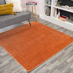 Eyely UES100M-6SQ Haze Solid Low-Pile Orange 6' Square Area Rug, Pet Friendly by eyely