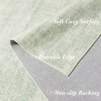 Sage Green Bathroom Rug, Non Slip Washable Boho Abstract Small Area Rug - Image 3