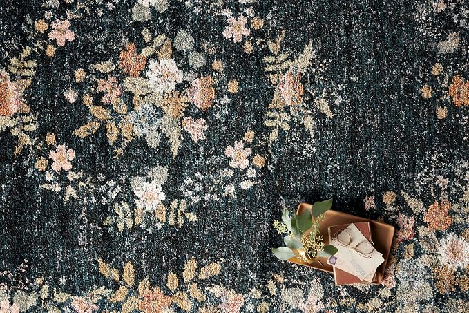 Loloi Rifle Paper Co. Laurel Collection LAU-01 Dark Navy 2'-8" x 4' Accent Rug - Image 3