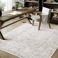 Gray Area Rug 4x5 Office Entryway Rug Machine Washable Kitchen Vintage by PureCozy