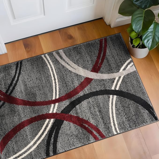 Rugshop Modern Wavy Circles Design Non-Shedding Accent Rug, Carpet - Image 8