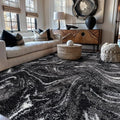 Rugshop Abstract Marble Shag Area Rug Anthracite Dark Gray 5' x 7' Great by Rugshop
