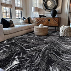 Rugshop Abstract Marble Shag Area Rug Anthracite Dark Gray 7' 10" x 10' Perfect by Rugshop