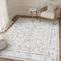 Grey 4x5 Entryway Rug Vintage Area Carpet Indoor Kitchen Washable Neutral Door by PureCozy