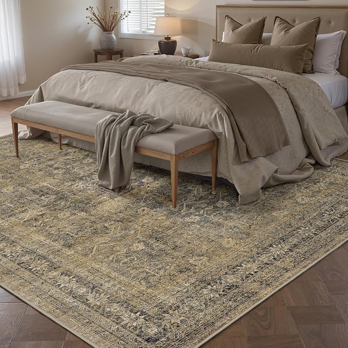5x7 Brown Black Area Rug for Living Room Washable Vintage Distressed Carpet - Image 4