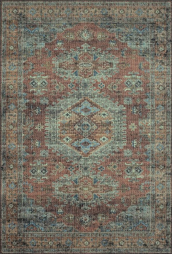 Loloi II Skye Collection SKY-07 Terracotta/Sky 5'-0" x 7'-6" Area Rug - Image 3