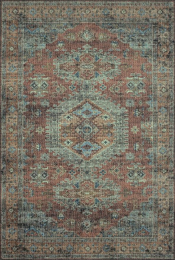 Loloi Skye Collection SKY-07 Terracotta/Sky 6'-0" x 6'-0" Round Area Rug - Image 3