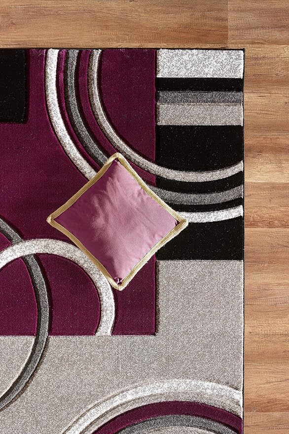 GLORY RUGS Area Rug Modern 2x7 Purple Soft Hand Carved Contemporary Floor Carpet - Image 4