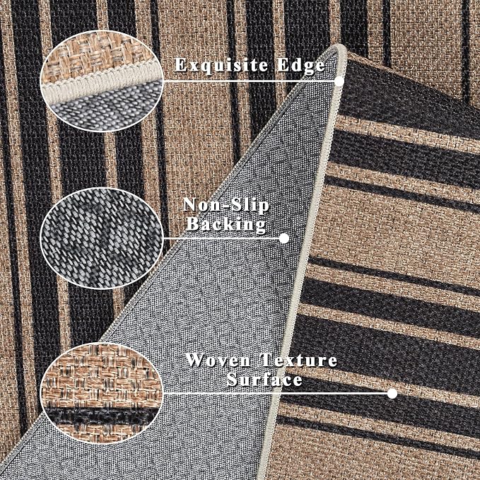 Striped Easy Jute Rug 3x5 Outdoor Entryway Rug Washable Area Rugs - Image 5