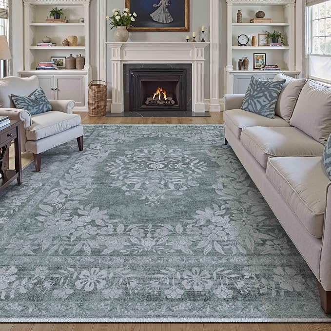 8x10 Area Rug Gray Washable Vintage Distressed Living Room Carpet Large Bedroom - Image 5