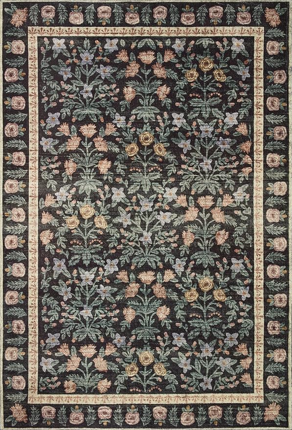 Loloi Rifle Paper Co. Eden Collection EDE-02 Mughal Garden Black 2'-0" x 5'-0" - Image 2