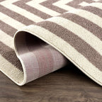 Abani Contemporary Beige & Ivory 4' x 6' Area Rug, Contrasting Geometric Modern - Image 5