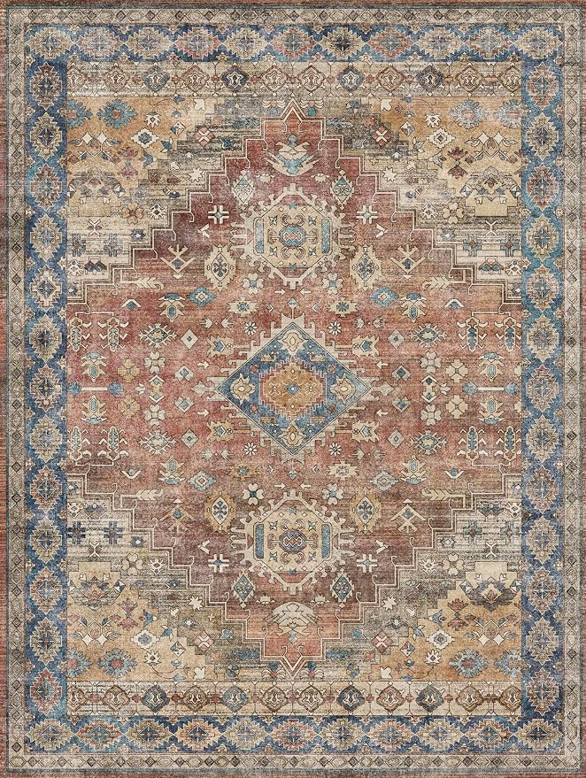 GENIMO 9x12 Area Rugs for Living Room, Machine Washable Non Slip Vintage Rugs - Image 9