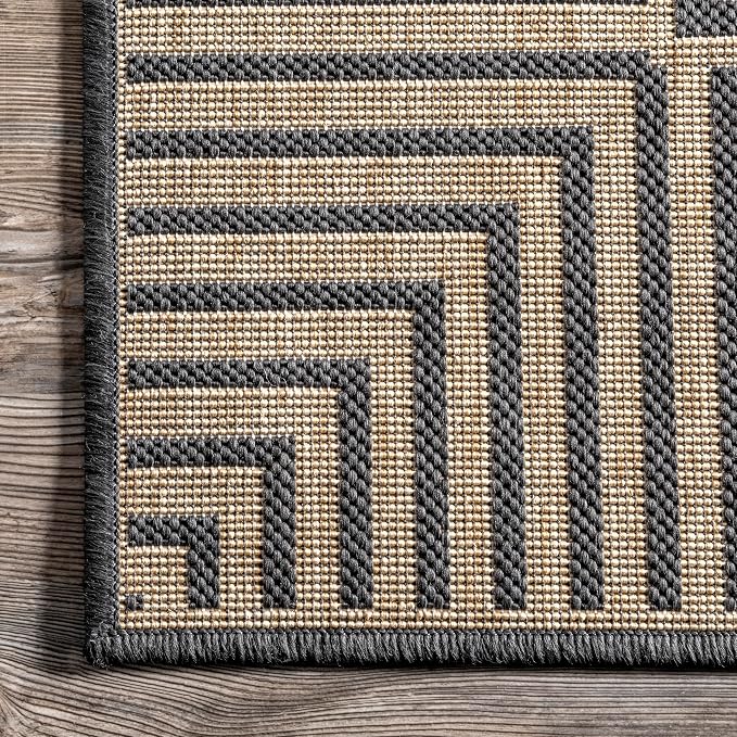 Nuloom Asha Dark Grey/Ivory, Striped Border, Soft and Cozy, High Traffic - Image 5