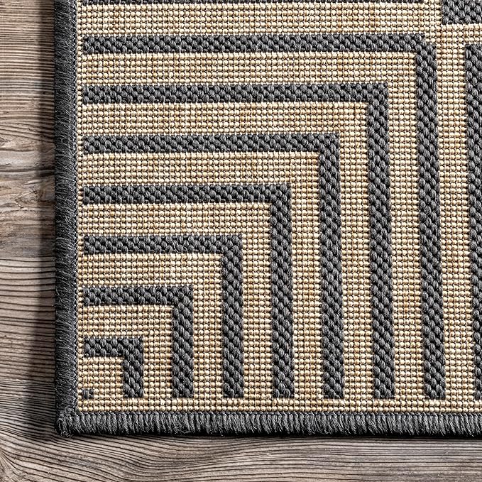 Nuloom Asha Dark Grey/Ivory, Striped Border, Soft and Cozy, High Traffic - Image 4