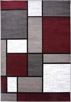 Rugshop Modern Geometric Boxes Red Area Rug, Fade-Resistant Carpet - Image 3