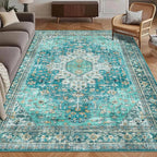 Washable Area Rug 9' x 12' Vintage Traditional Persian Mat by Unknown
